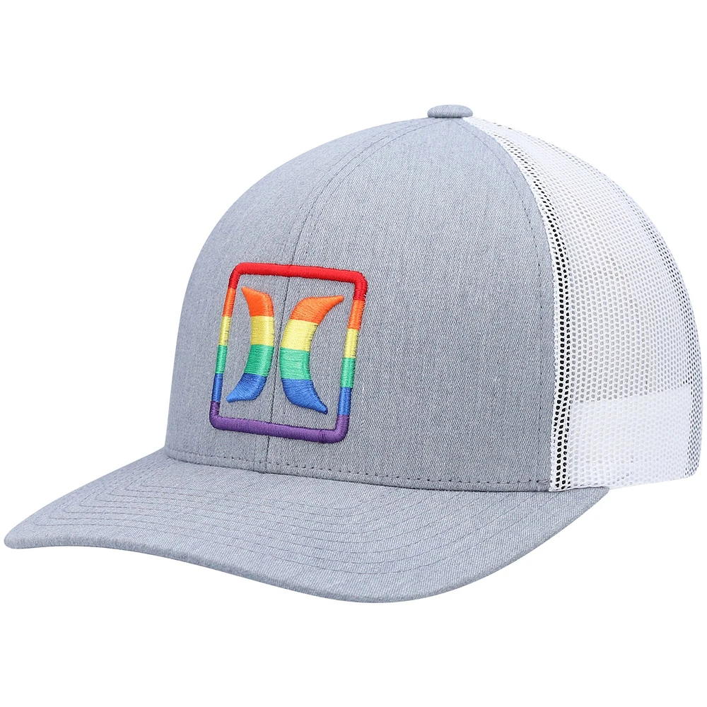 Men's Hurley Gray Logo Pride Icon Trucker - Snapback Hat