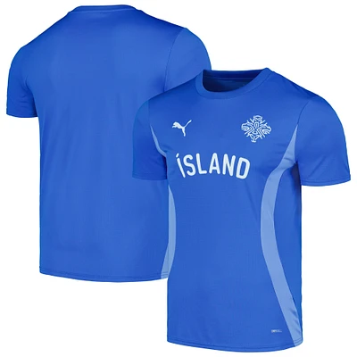 Maillot d'avant-match Puma bleu de l'équipe nationale d'Islande 2024 pour homme