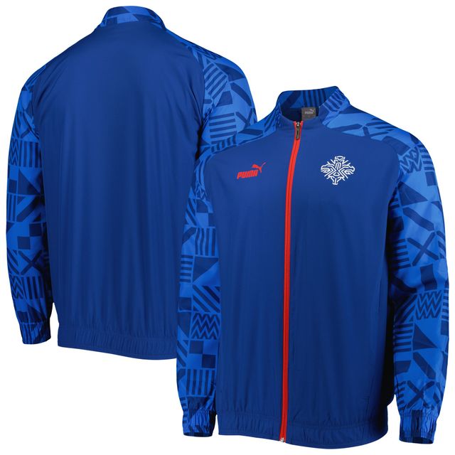 Veste d'entraînement d'avant-match Raglan entièrement zippée pour homme de l'équipe nationale d'Islande Puma bleu clair