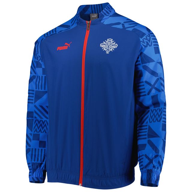 Veste d'entraînement d'avant-match Raglan entièrement zippée pour homme de l'équipe nationale d'Islande Puma bleu clair