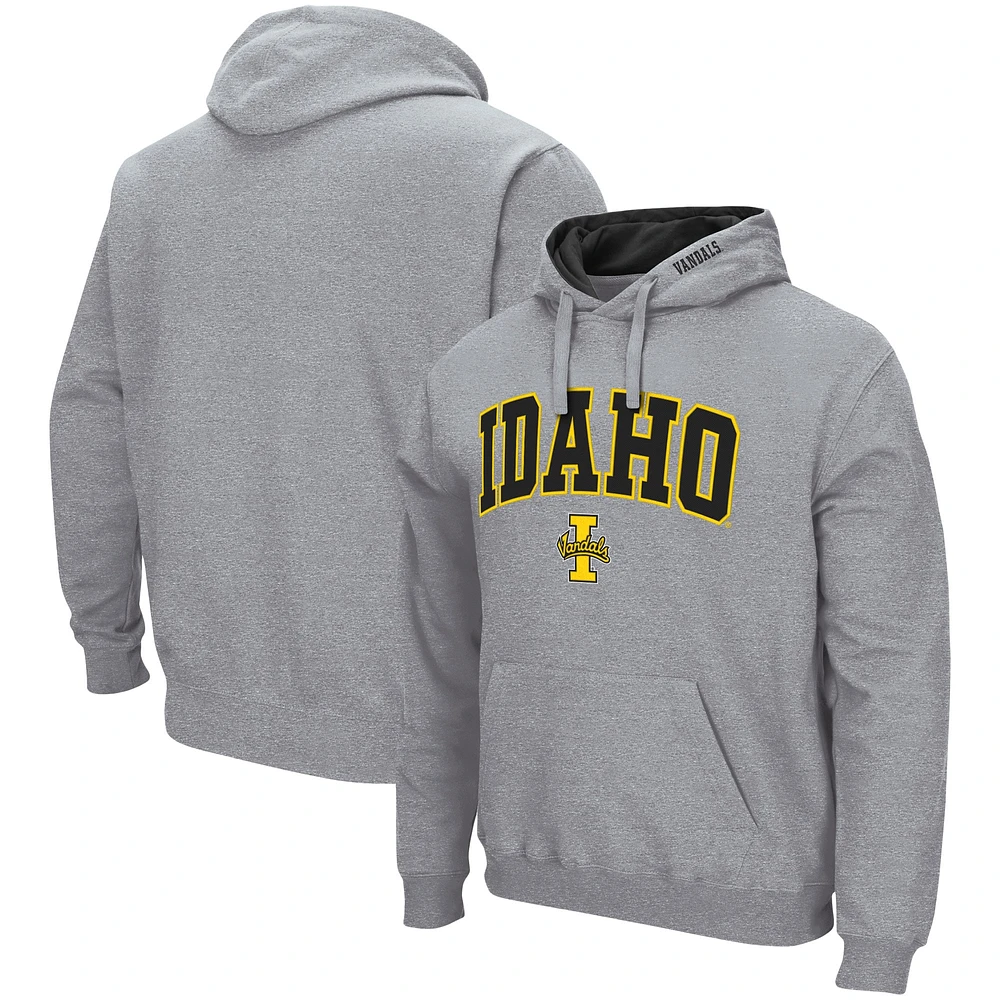 Men's Colosseum Heathered Gray Idaho Vandals Arch and Logo Pullover Hoodie