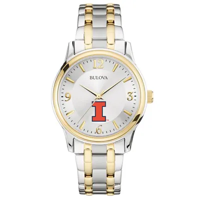 Illinois Fighting Illini Bulova Classic Two-Tone Round Watch - Silver/Gold