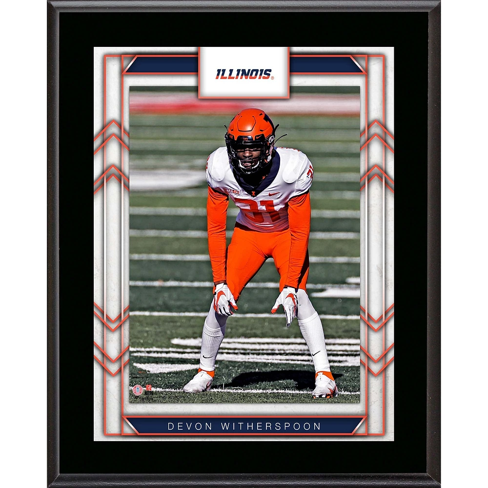 Plaque de joueur sublimée Devon Witherspoon Illinois Fighting Illini 10,5" x 13"