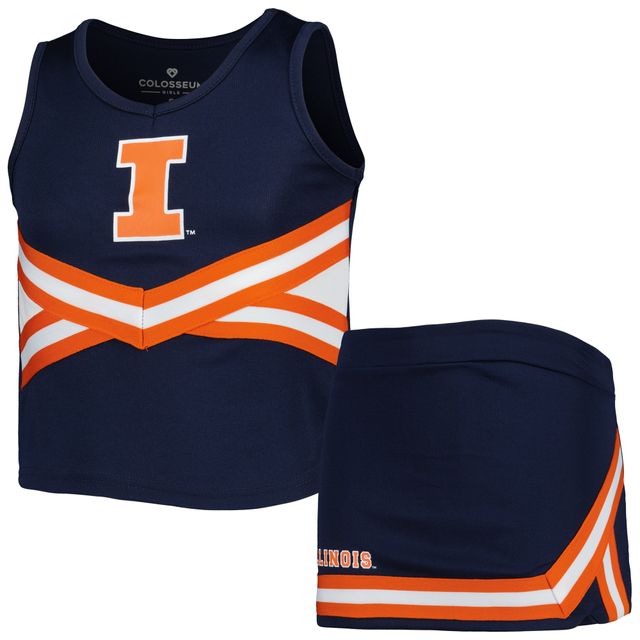 Girls Youth Colosseum Navy Illinois Fighting Illini Carousel Ensemble de pom-pom girl