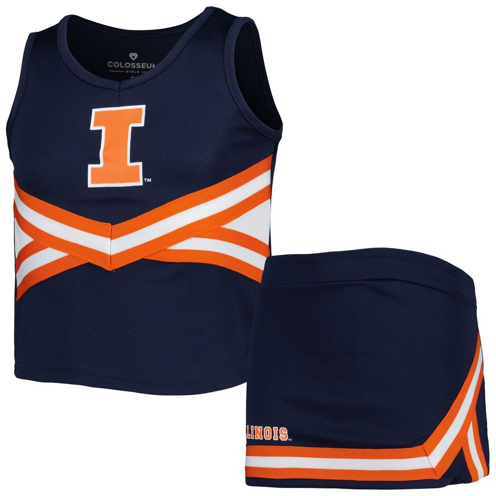 Girls Youth Colosseum Navy Illinois Fighting Illini Carousel Cheerleader Set