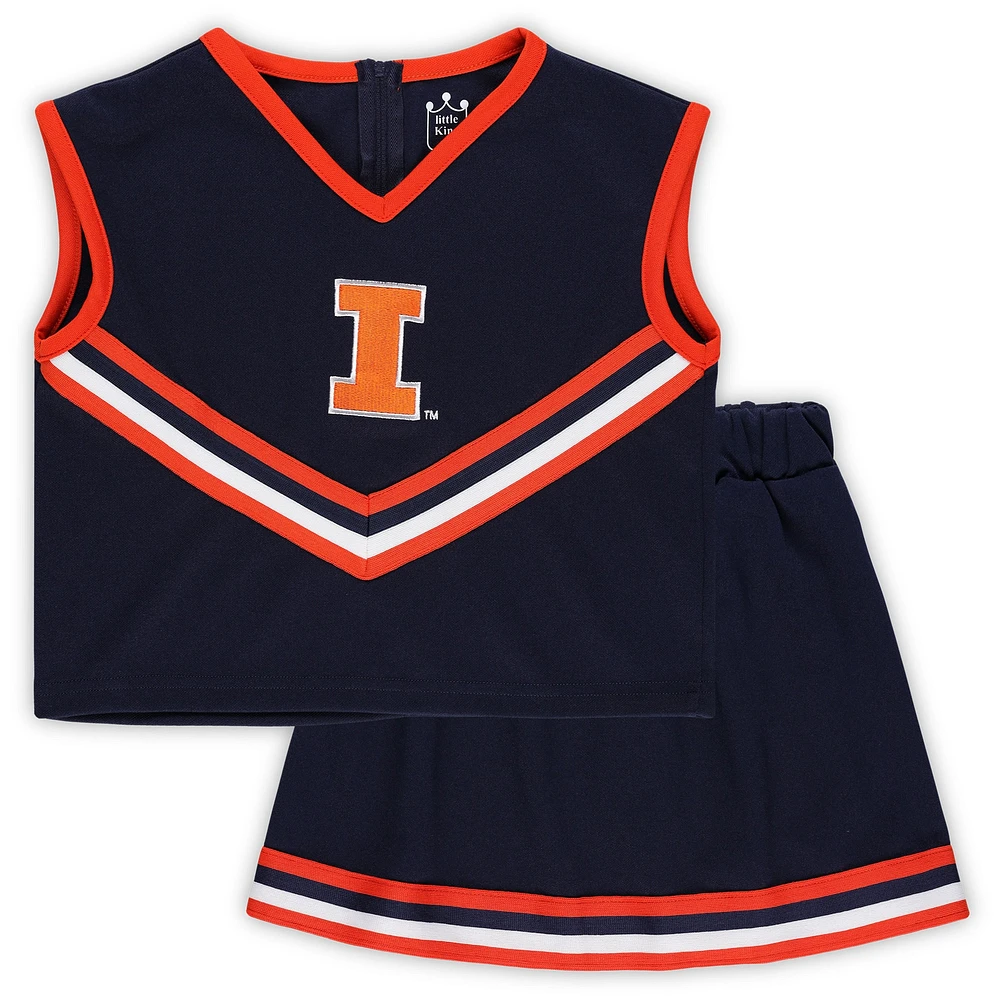 Girls Youth Navy Illinois Fighting Illini 2-Piece Cheer Set