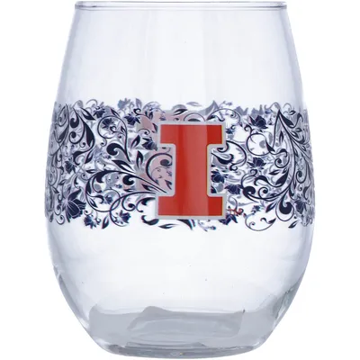 Illinois Fighting Illini 15oz. Floral Stemless Wine Glass