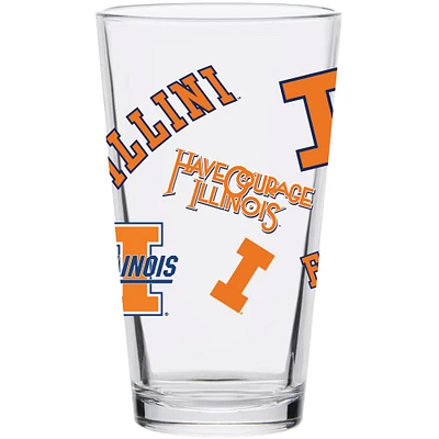 Illinois Fighting Illini 16oz. Verre à pinte vintage Medley