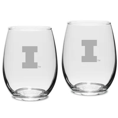 Illinois Fighting Illini 2-Piece 15oz. Stemless Wine Glass Set