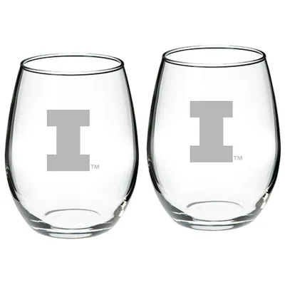 Illinois Fighting Illini 2-Piece 21oz. Stemless Wine Glass Set