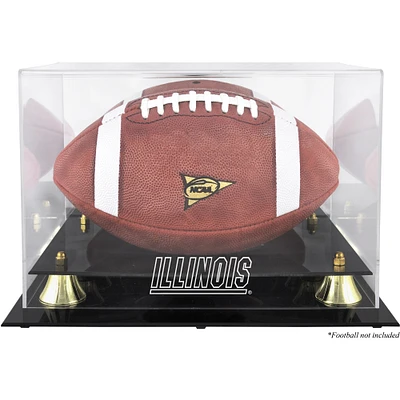 Vitrine de présentation du ballon de football classique Golden Fighting Illini de l'Illinois avec dos en miroir