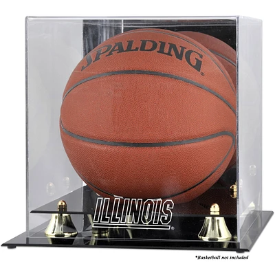 Vitrine de présentation du logo de basket-ball classique doré des Illinois Fighting Illini avec dos miroir