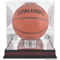 Vitrine de basket-ball Illinois Fighting Illini en acajou avec finition antique et dos en miroir