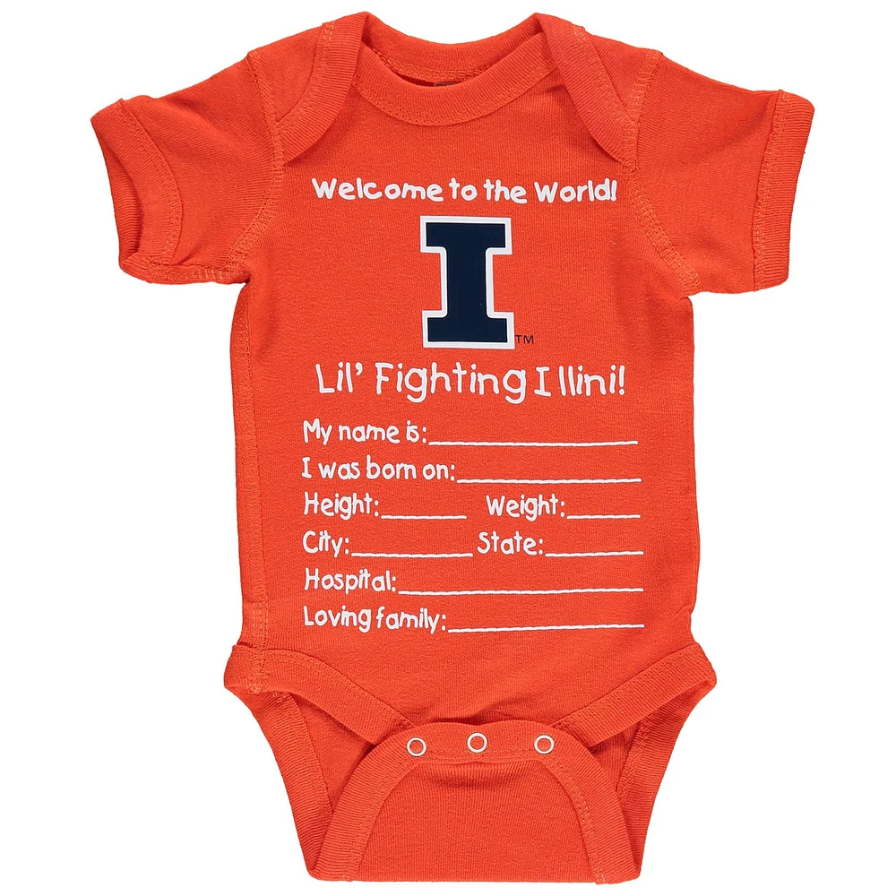 Illinois Fighting Illini Newborn Bienvenue dans le World Creeper - Orange