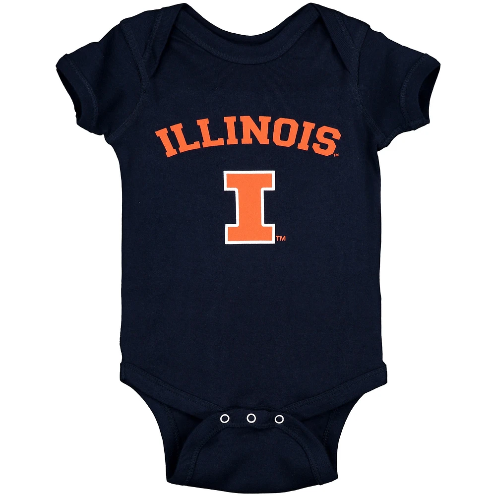 Infant Navy Illinois Fighting Illini Arch & Logo Bodysuit