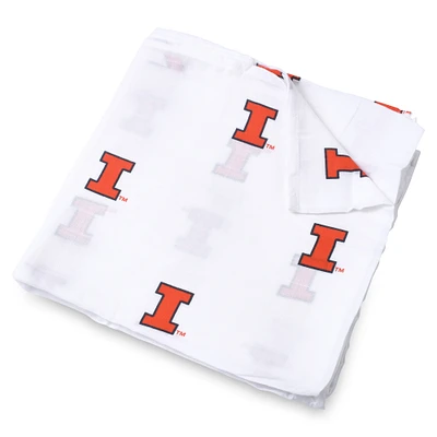 Couverture d'emmaillotage en mousseline Illinois Fighting Illini 47'' x 47'' pour bébé Three Little Anchors