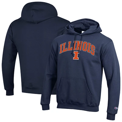 Sweat à capuche en polaire avec logo arqué Champion Navy Illinois Fighting Illini pour homme