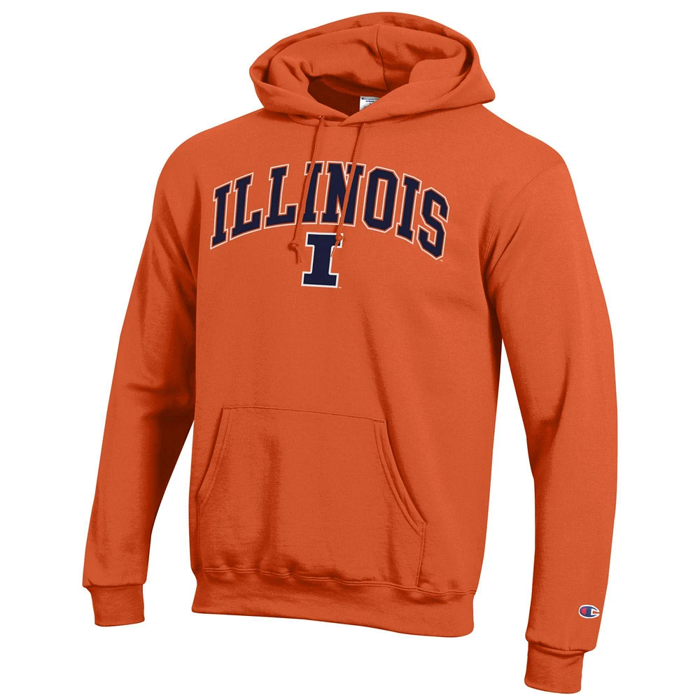 Men's Champion  Orange Illinois Fighting Illini Arched Logo Fleece Pullover Hoodie