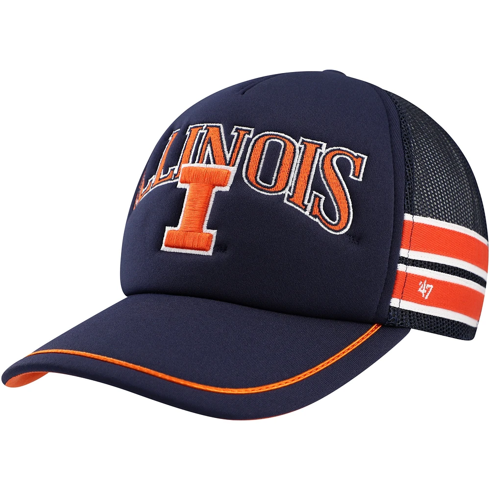 Casquette réglable de camionneur à bande latérale '47 Navy Illinois Fighting Illini pour hommes