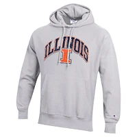 Men's Champion Gray Illinois Fighting Illini Vault Late Night Reverse Weave Pullover Hoodie