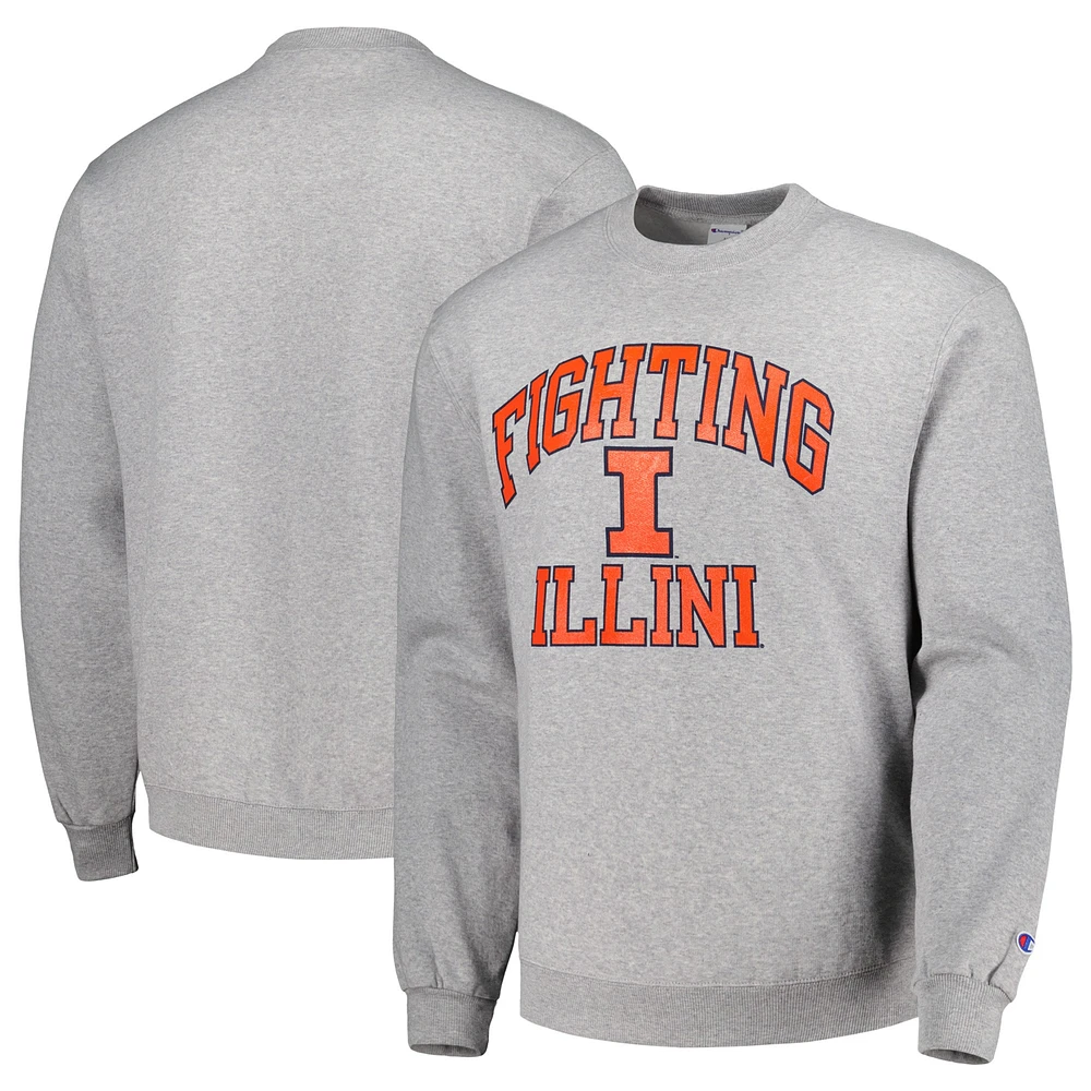 Men's Champion Heather Gray Illinois Fighting Illini High Motor Pullover Sweatshirt