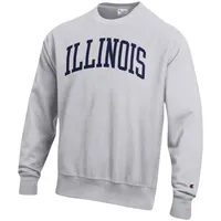 Men's Champion Heathered Gray Illinois Fighting Illini Arch Reverse Weave Pullover Sweatshirt