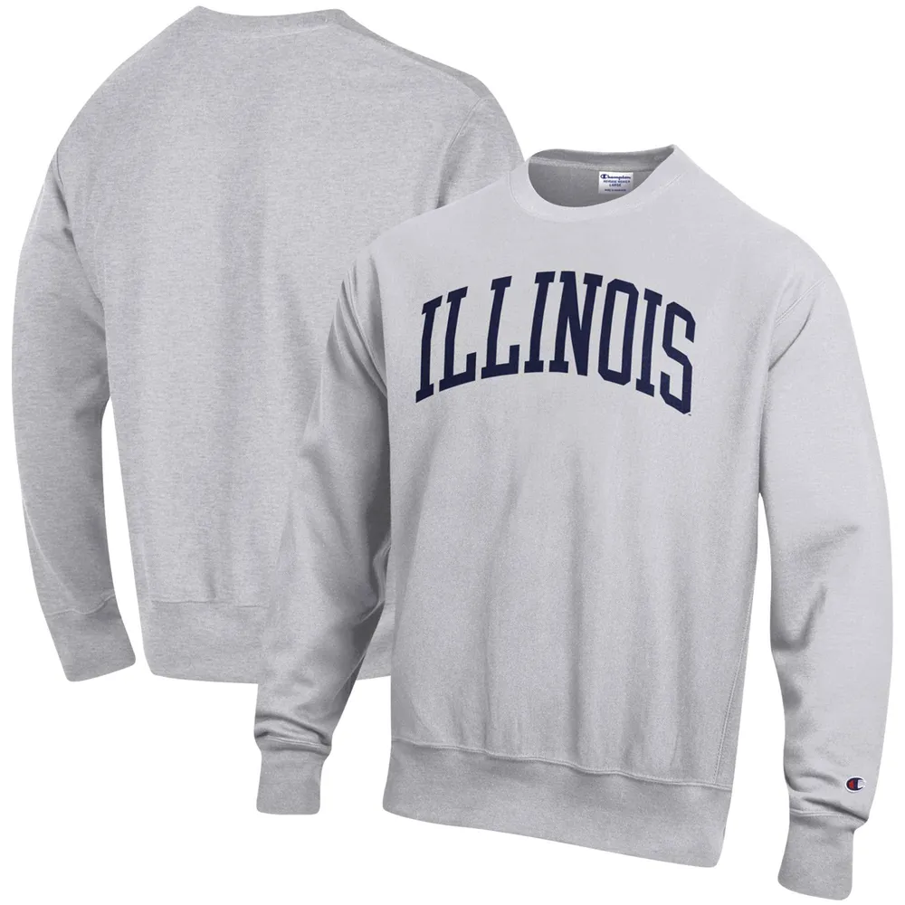 Sweat-shirt Champion Heathered Grey Illinois Fighting Illini Arch Reverse Weave pour hommes