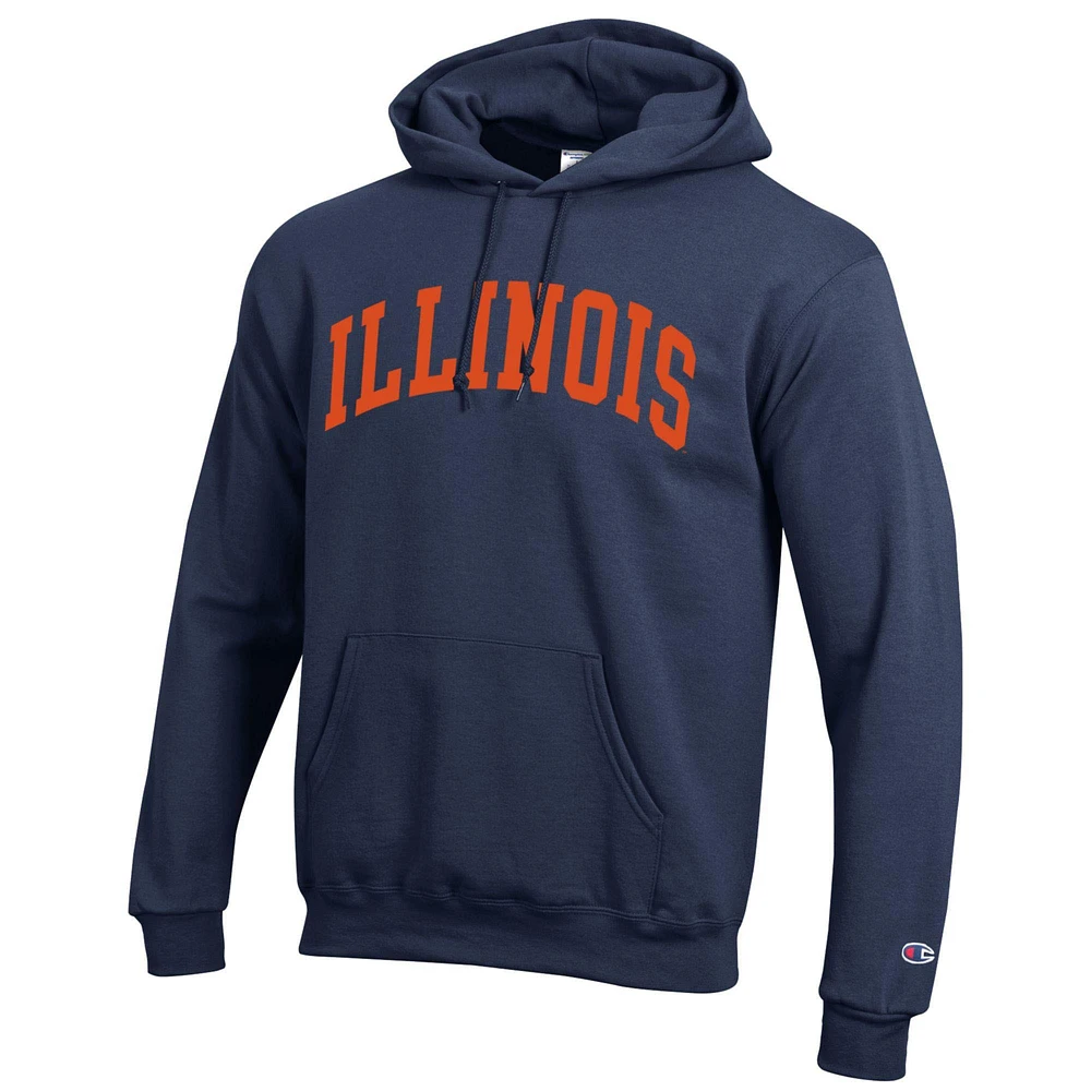 Men's Champion  Navy Illinois Fighting Illini Basic Arch Fleece Pullover Hoodie