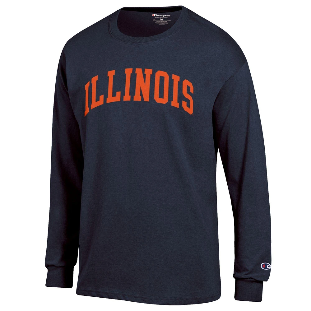 Men's Champion  Navy Illinois Fighting Illini Basic Arch Long Sleeve T-Shirt
