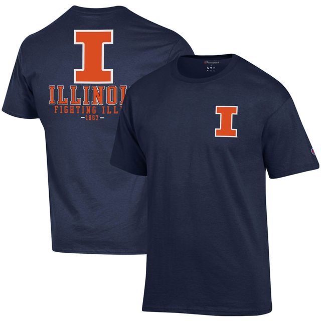 T-shirt Champion Navy Illinois Fighting Illini Stack 2-Hit pour hommes