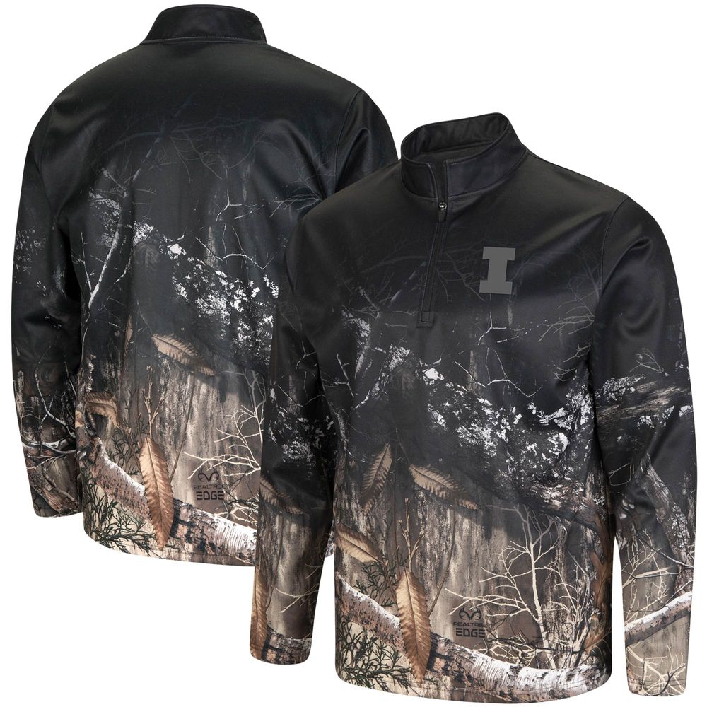 Men's Colosseum Black/Realtree Camo Illinois Fighting Illini Creek Quarter-Zip Jacket