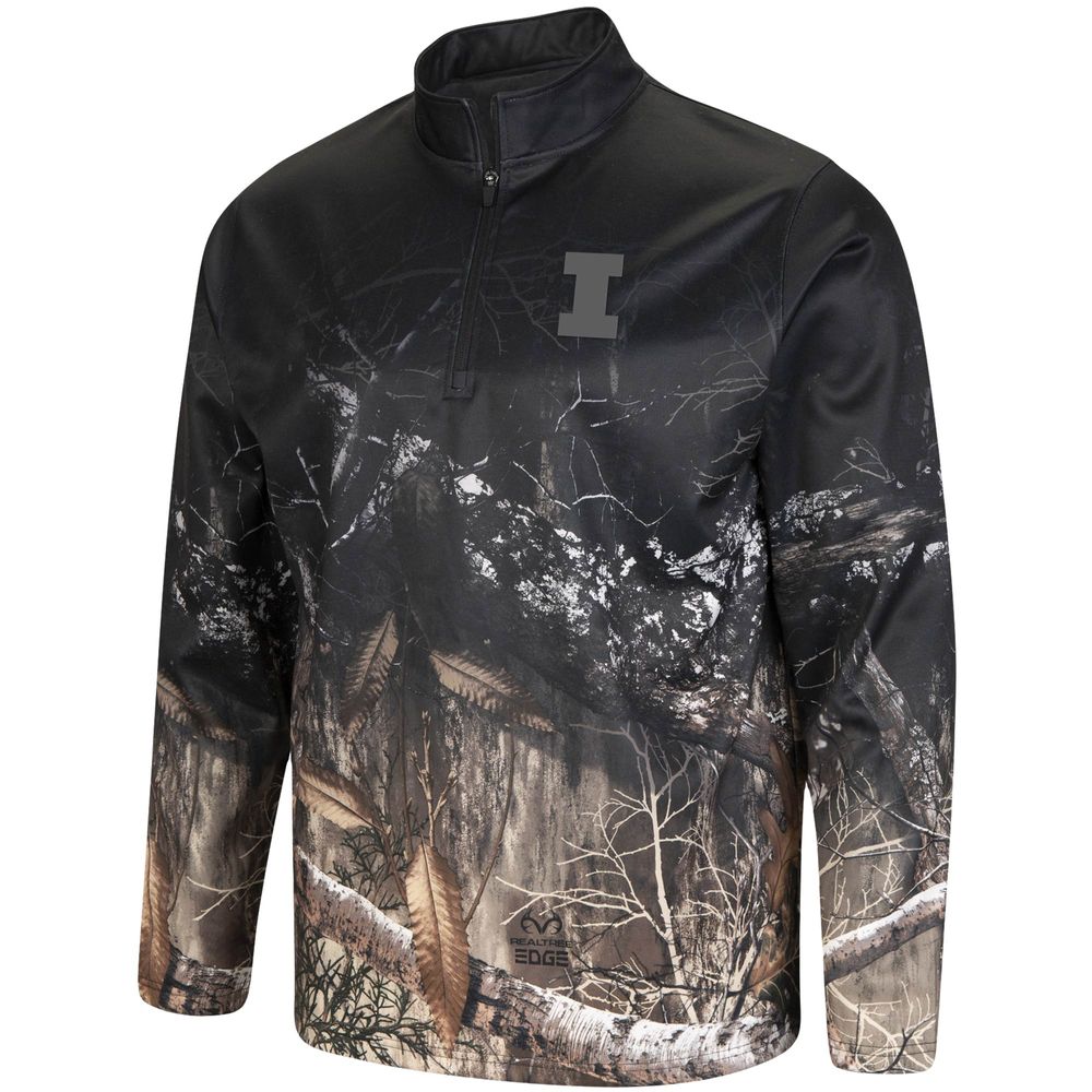 Men's Colosseum Black/Realtree Camo Illinois Fighting Illini Creek Quarter-Zip Jacket