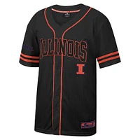 Maillot de baseball boutonné en maille pour homme Colosseum noir Illinois Fighting Illini Free Spirited