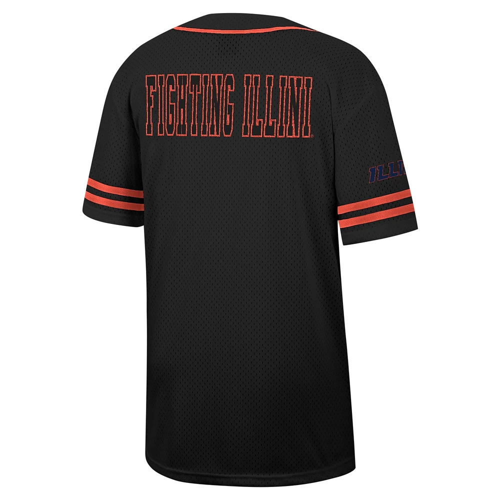 Maillot de baseball boutonné en maille pour homme Colosseum noir Illinois Fighting Illini Free Spirited