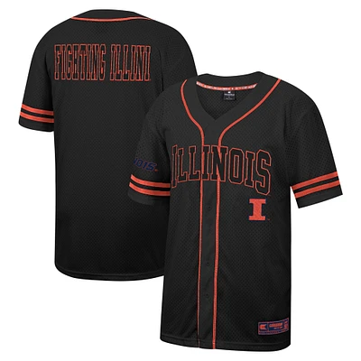 Maillot de baseball boutonné en maille pour homme Colosseum noir Illinois Fighting Illini Free Spirited