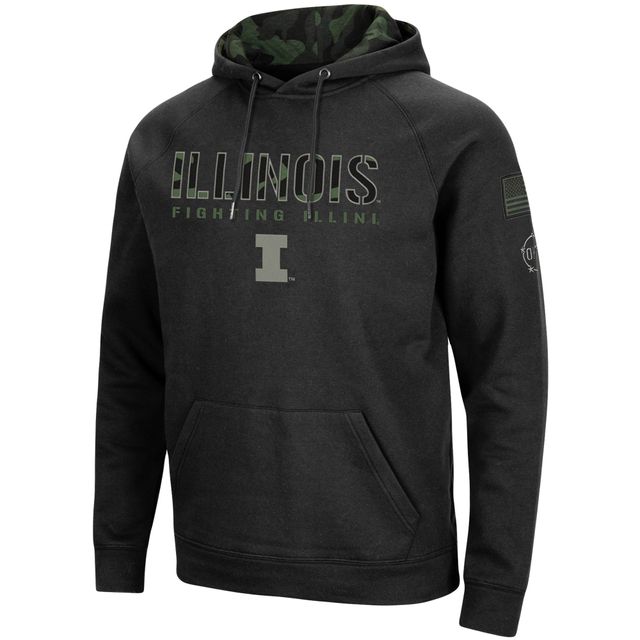Sweat à capuche camouflage pour hommes Colosseum Black Illinois Fighting Illini OHT Military Appréciation