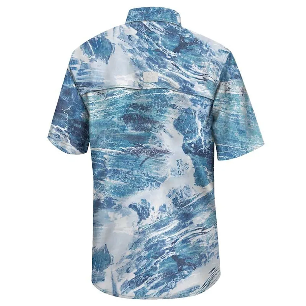 Chemise de pêche à boutons complets Colosseum Blue Illinois Fighting Illini Realtree Aspect Charter pour hommes