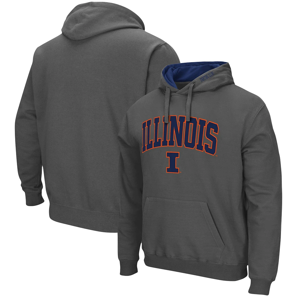 Sweat à capuche Colosseum Charcoal Illinois Fighting Illini Arch & Logo 3.0 pour hommes