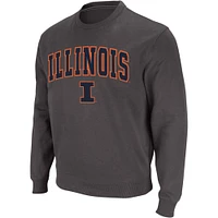 Men's Colosseum Charcoal Illinois Fighting Illini Arch & Logo Crew Neck Sweatshirt