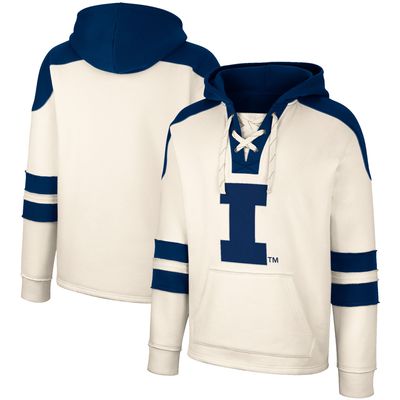 Men's Colosseum Cream Illinois Fighting Illini Lace-Up 4.0 Vintage Pullover Hoodie