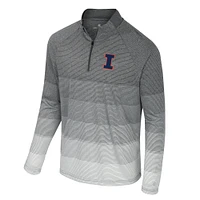 Men's Colosseum  Gray Illinois Fighting Illini AI Striped Mesh Quarter-Zip Raglan Windshirt