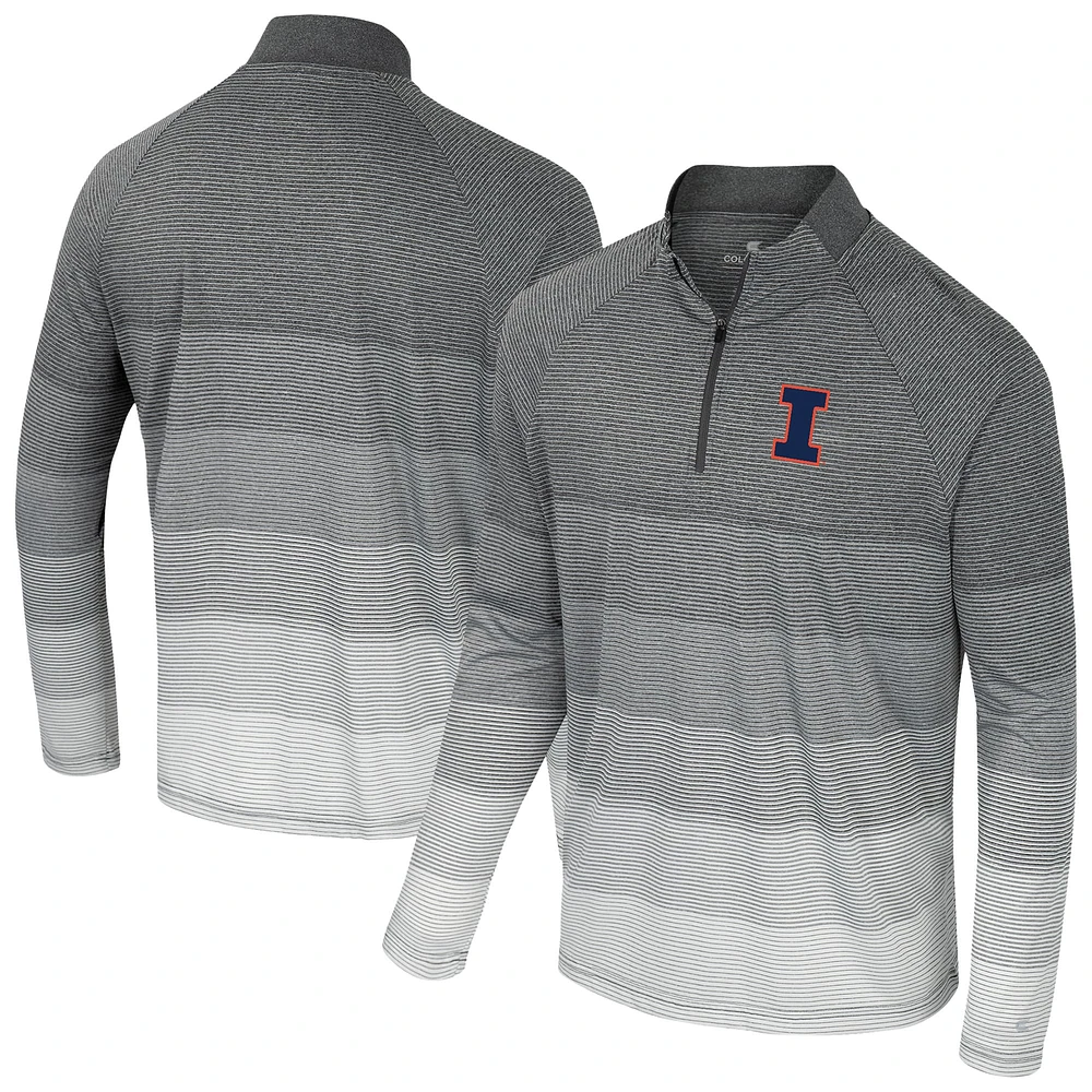 Men's Colosseum  Gray Illinois Fighting Illini AI Striped Mesh Quarter-Zip Raglan Windshirt