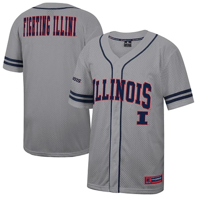 Men's Colosseum Gray Illinois Fighting Illini Free Spirited Baseball Jersey