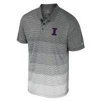 Men's Colosseum Gray Illinois Fighting Illini Striped Mesh Polo