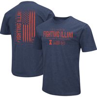 Men's Colosseum Heather Navy Illinois Fighting Illini OHT Military Appreciation Flag 2.0 T-Shirt