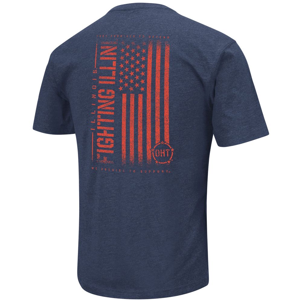 Men's Colosseum Heather Navy Illinois Fighting Illini OHT Military Appreciation Flag 2.0 T-Shirt