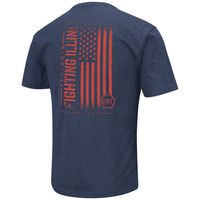 Men's Colosseum Heather Navy Illinois Fighting Illini OHT Military Appreciation Flag 2.0 T-Shirt
