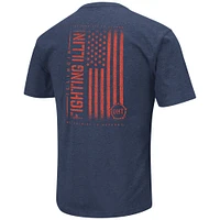 Men's Colosseum Heather Navy Illinois Fighting Illini OHT Military Appreciation Flag 2.0 T-Shirt
