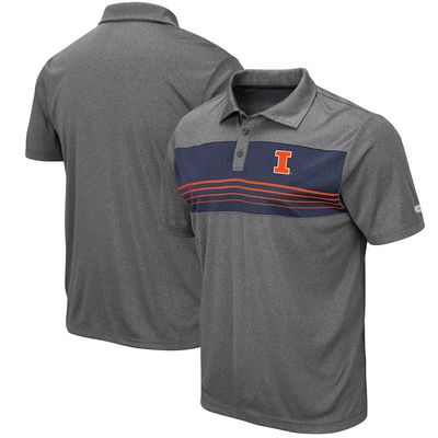 Men's Colosseum Heathered Charcoal Illinois Fighting Illini Smithers Polo