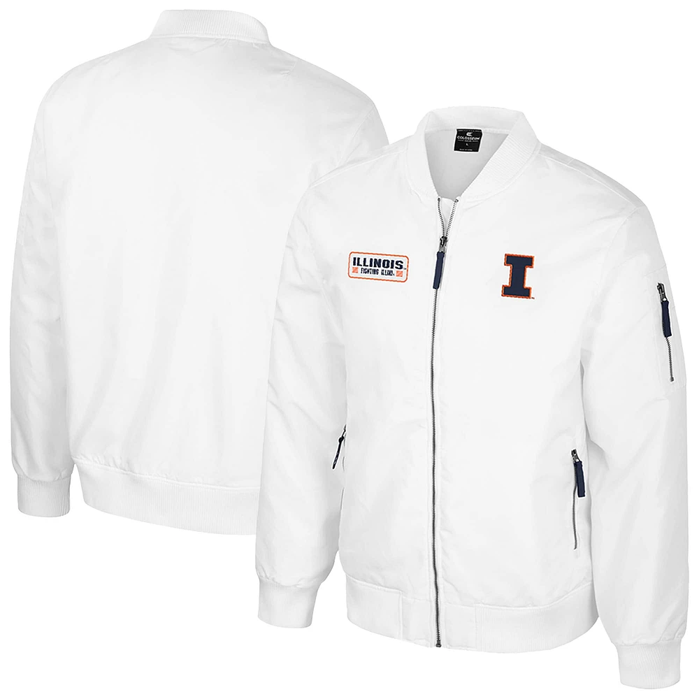 Blouson aviateur entièrement zippé Colosseum Illinois Fighting Illini White Rabbit pour homme